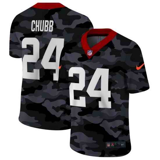 Cleveland Browns 24 Nick Chubb Men Nike 2020 Black CAMO Vapor Untouchable Limited Stitched NFL Jersey